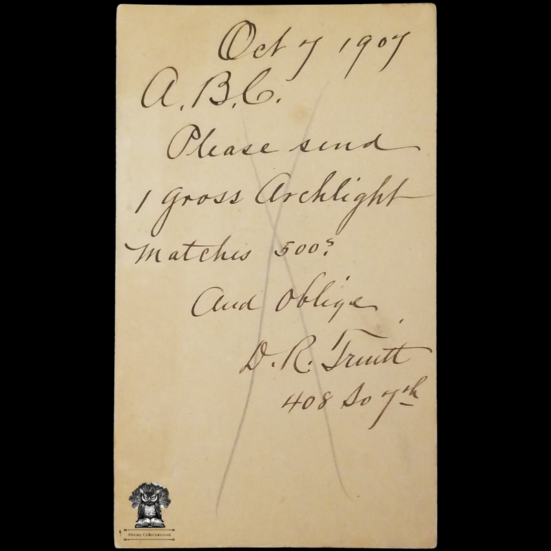 c1907 AB Cunningham Tobacco Co Personal Order Form Postal Card - 236 Market Street - Postal Cancel Philadelphia PA - One Cent McKinley Scott UX19 - Postal Cancel - Postcard