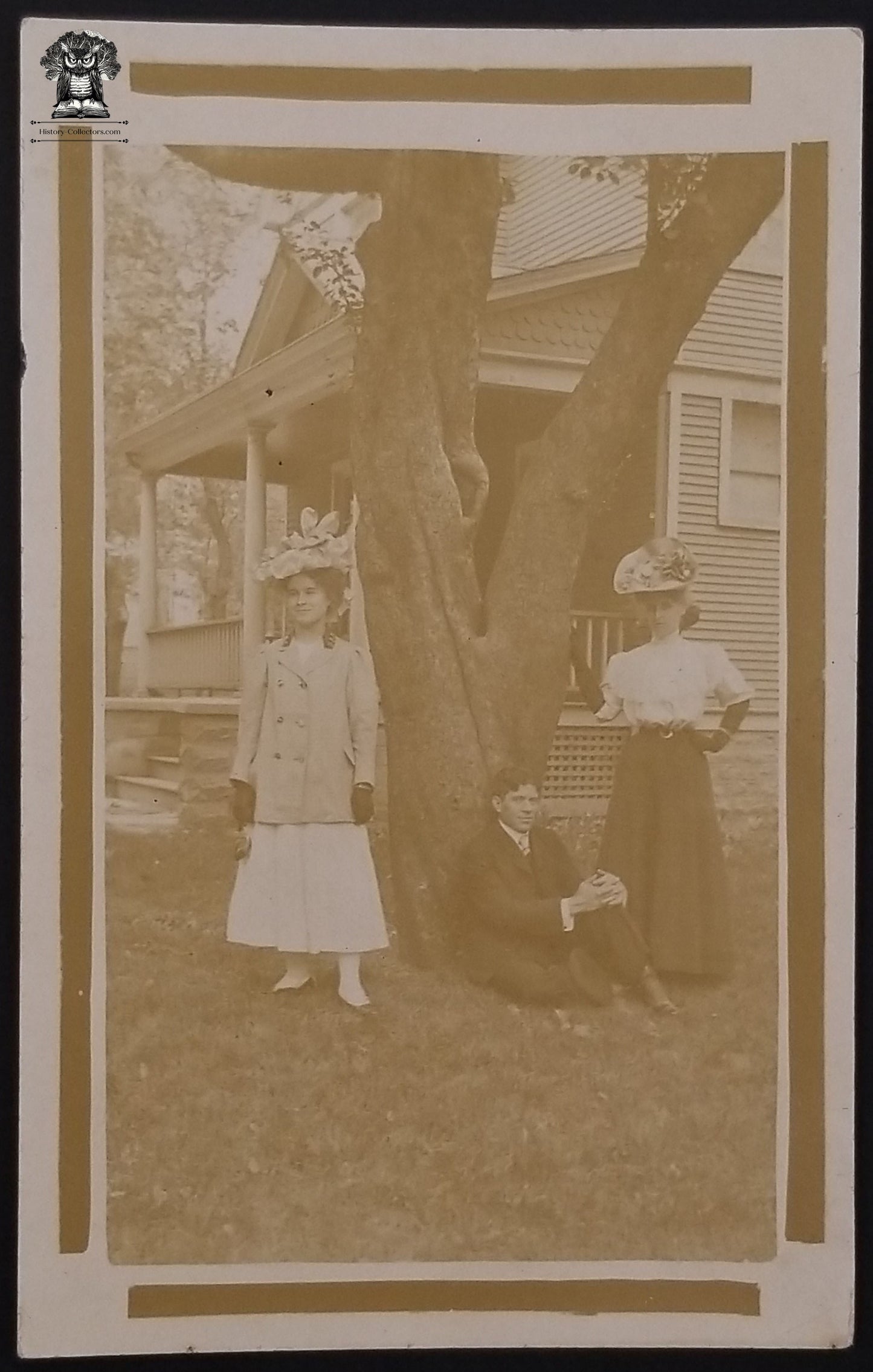 c1908 RPPC Picture Postcard - Edwardian Fashion Outdoors Photo - Postal Cancel Kankakee Illinois