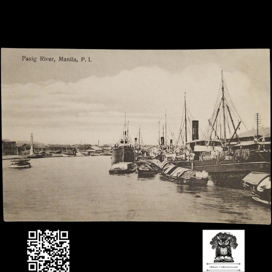 c1910 Pasig River Manila Philippine Islands Postcard - J. Beck Photographer - American Colonial Period