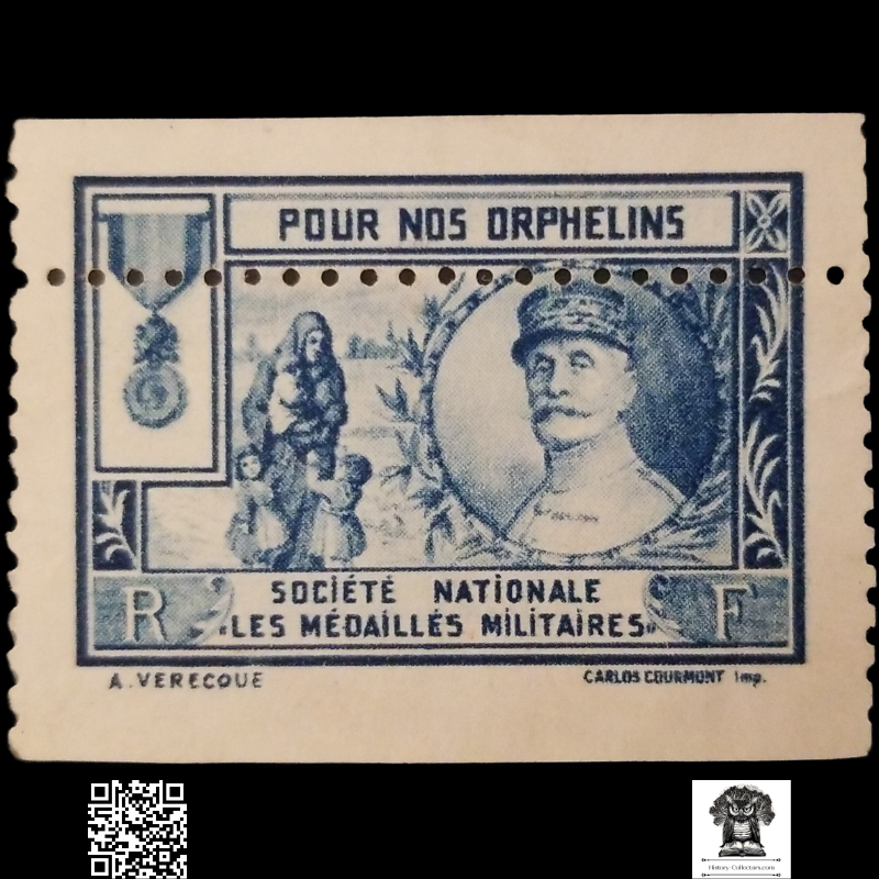 c1918 National Society Of Military Medal Recipients France Poster Stamp - WWI Era