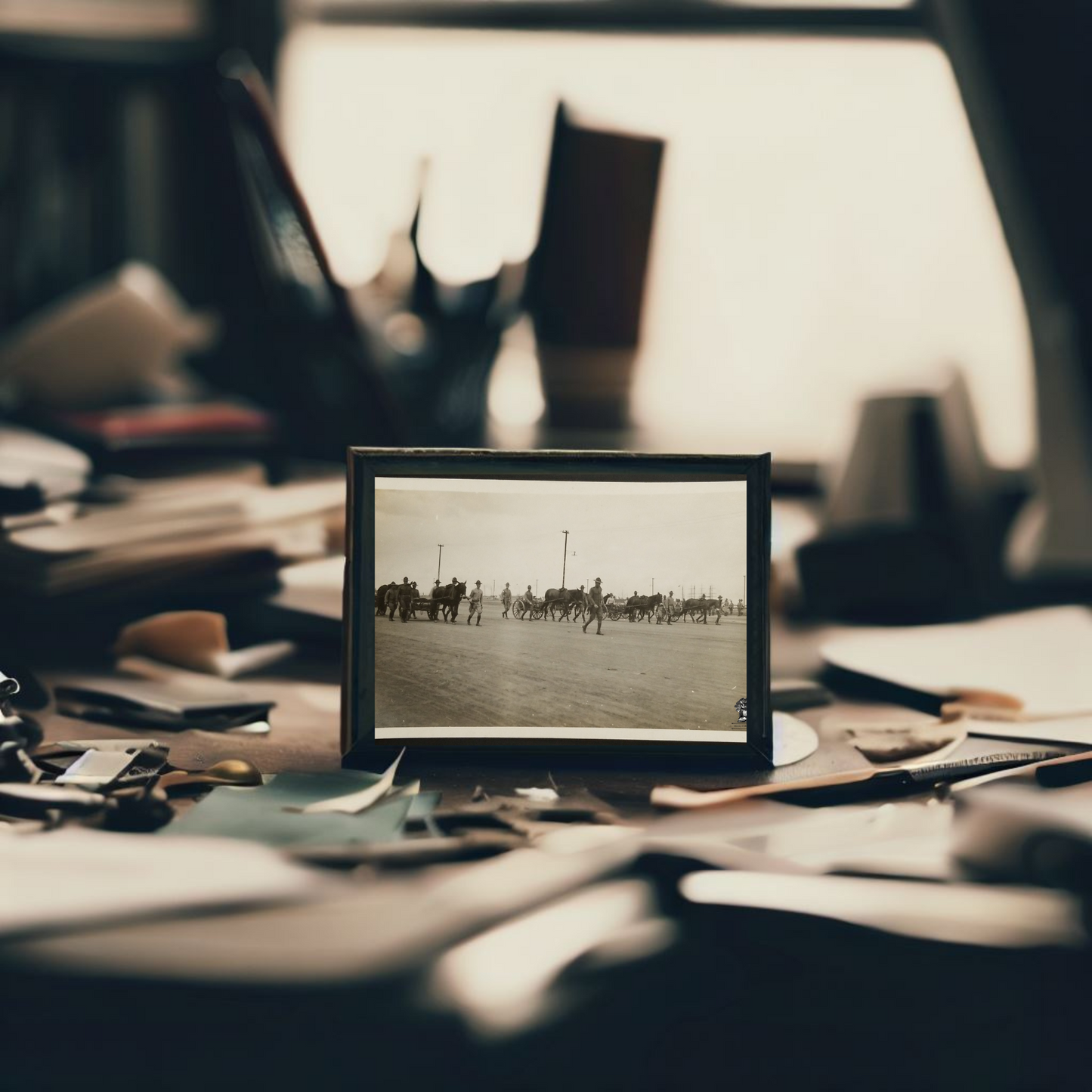 c1918 RPPC Picture Postcard - Post WWI US Army Calvary Artillery Supply Wagon March Naval Military Transit Port - AZO Stamp Box