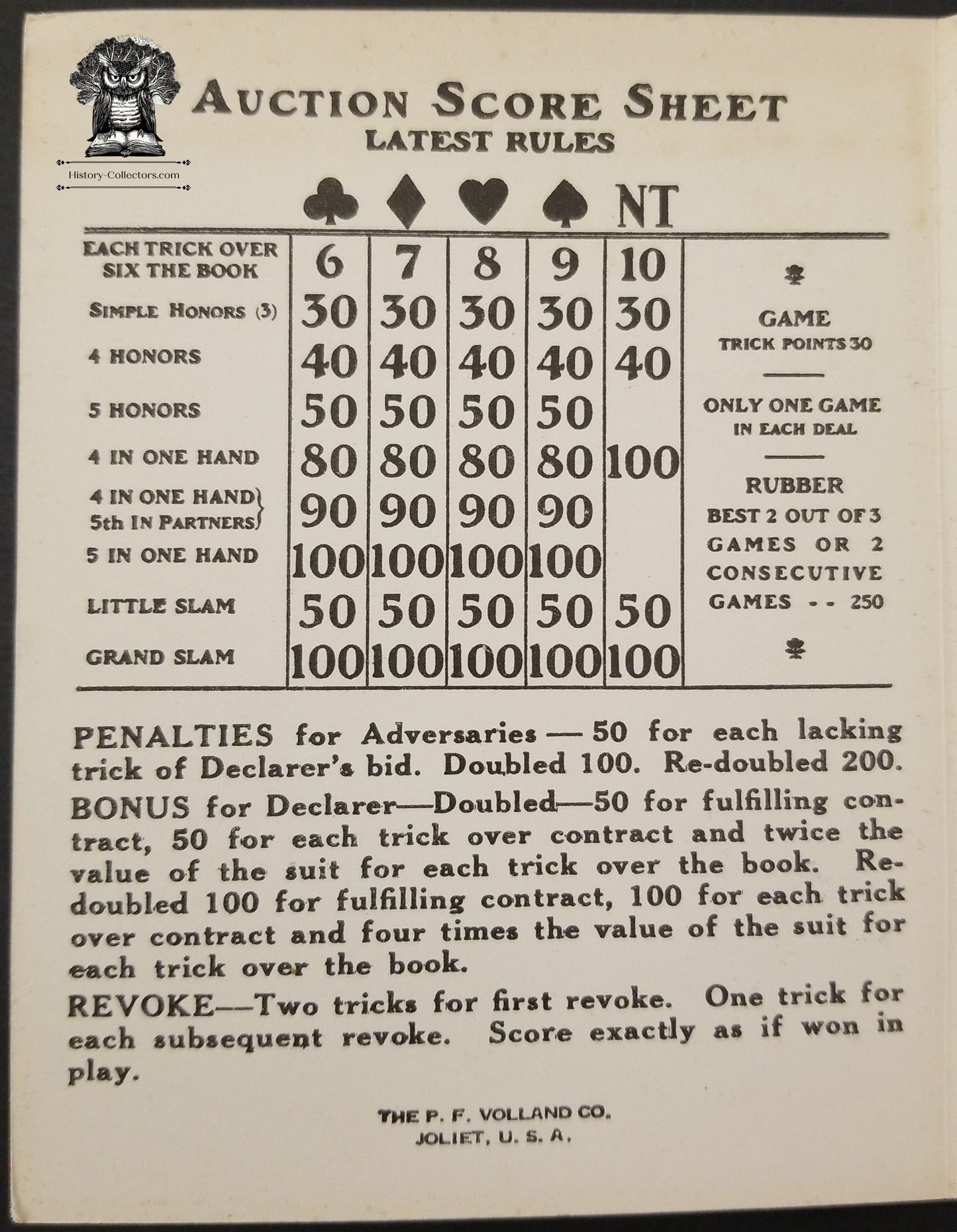 c1920 Bridge Card Game Tally Booklet - P F Volland Vogue Style Swan Maiden Fable