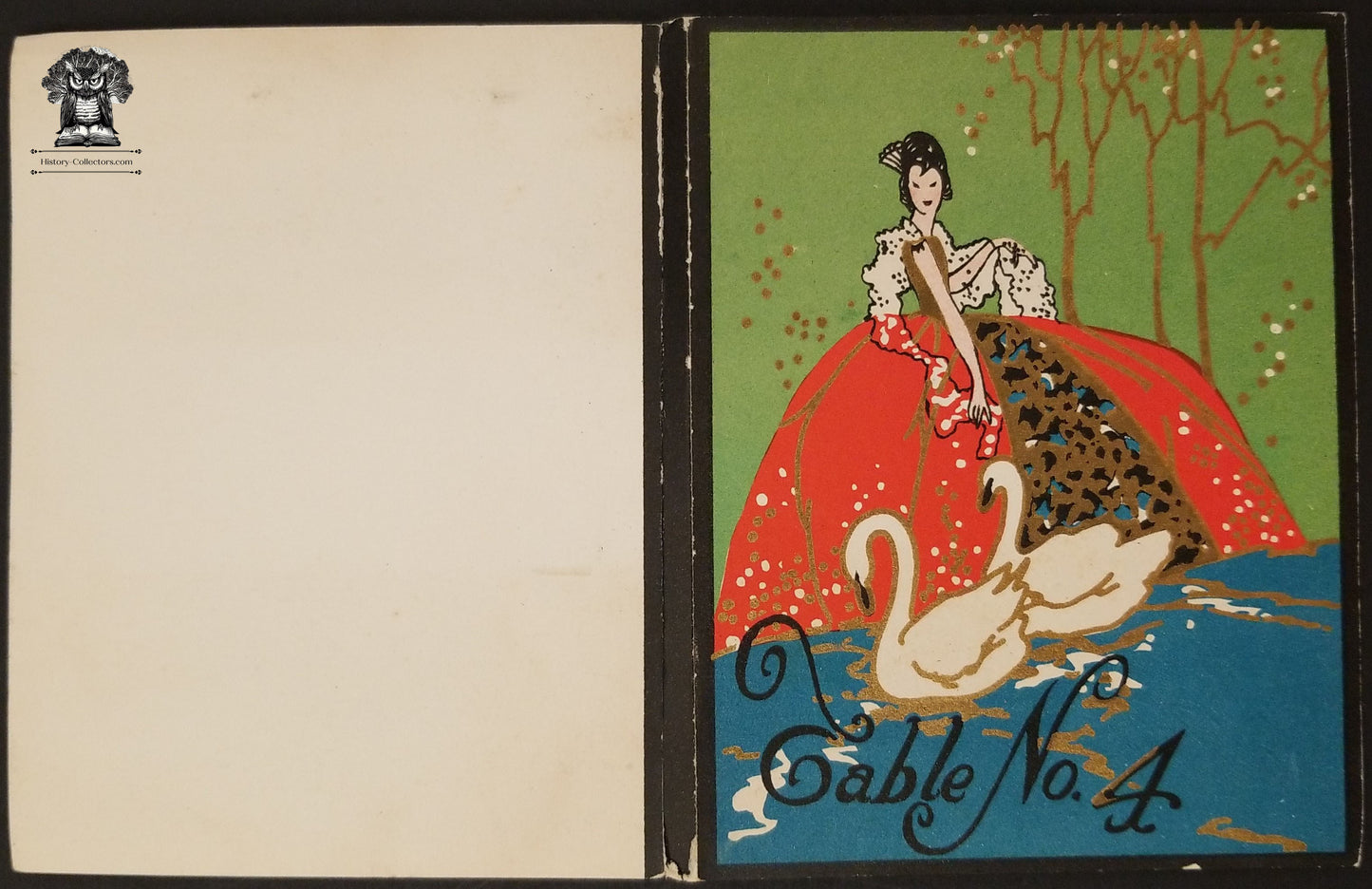 c1920 Bridge Card Game Tally Booklet - P F Volland Vogue Style Swan Maiden Fable