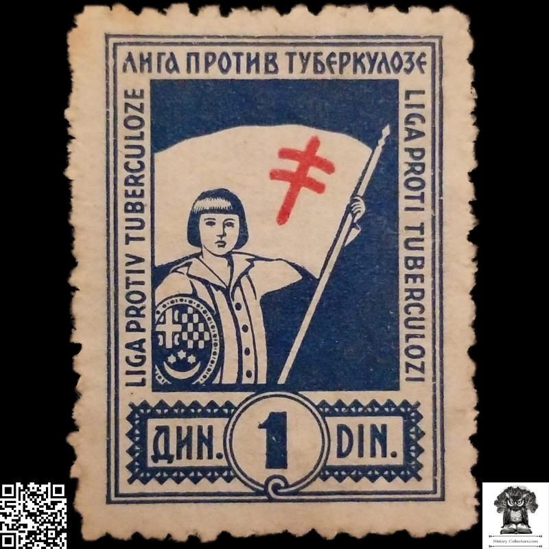 c1920 League Against Tuberculosis Yugoslavia Cinderella Poster Stamp Promotion - Health Fundraising