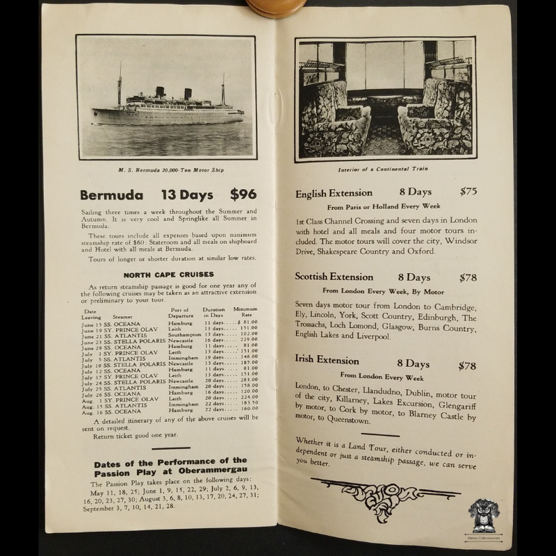 c1920s College Travel Club Europe Tourism Advertising Brochure - Steamship Train Rail Travel - 154 Boylston St Boston MA