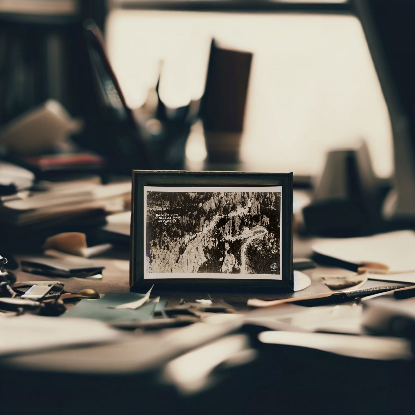 c1925 RPPC Picture Postcard - Aerial View Needles Highway Black Hills Custer State Park South Dakota - DOPS Stamp Box