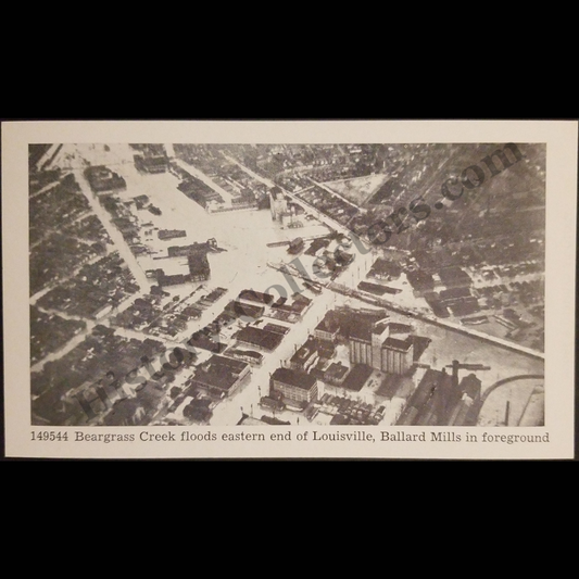 c1937 Julian R. Fisher Louisville Kentucky Flood Postcard (Not RPPC) - Beargrass Creek - Ballard Mills - Caulfield & Shook Photograph