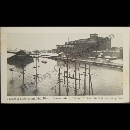 c1937 Julian R. Fisher Louisville Kentucky Ohio River Flood Postcard (Not RPPC)- Belknap Hardware And Manufacturing Company Complex - Electrical Infrastructure - Caufield & Shook Photograph