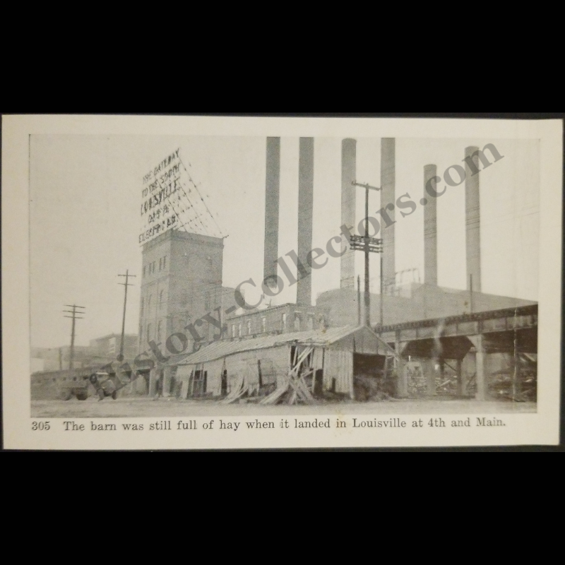 c1937 Louisville Kentucky Ohio River Flood Lithograph Postcard (Not RPPC) - Columbia Building - Gateway To The South Signage - Julian R. Fisher - Unattributed Photograph
