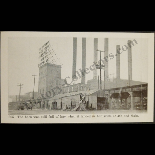 c1937 Louisville Kentucky Ohio River Flood Lithograph Postcard (Not RPPC) - Columbia Building - Gateway To The South Signage - Julian R. Fisher - Unattributed Photograph