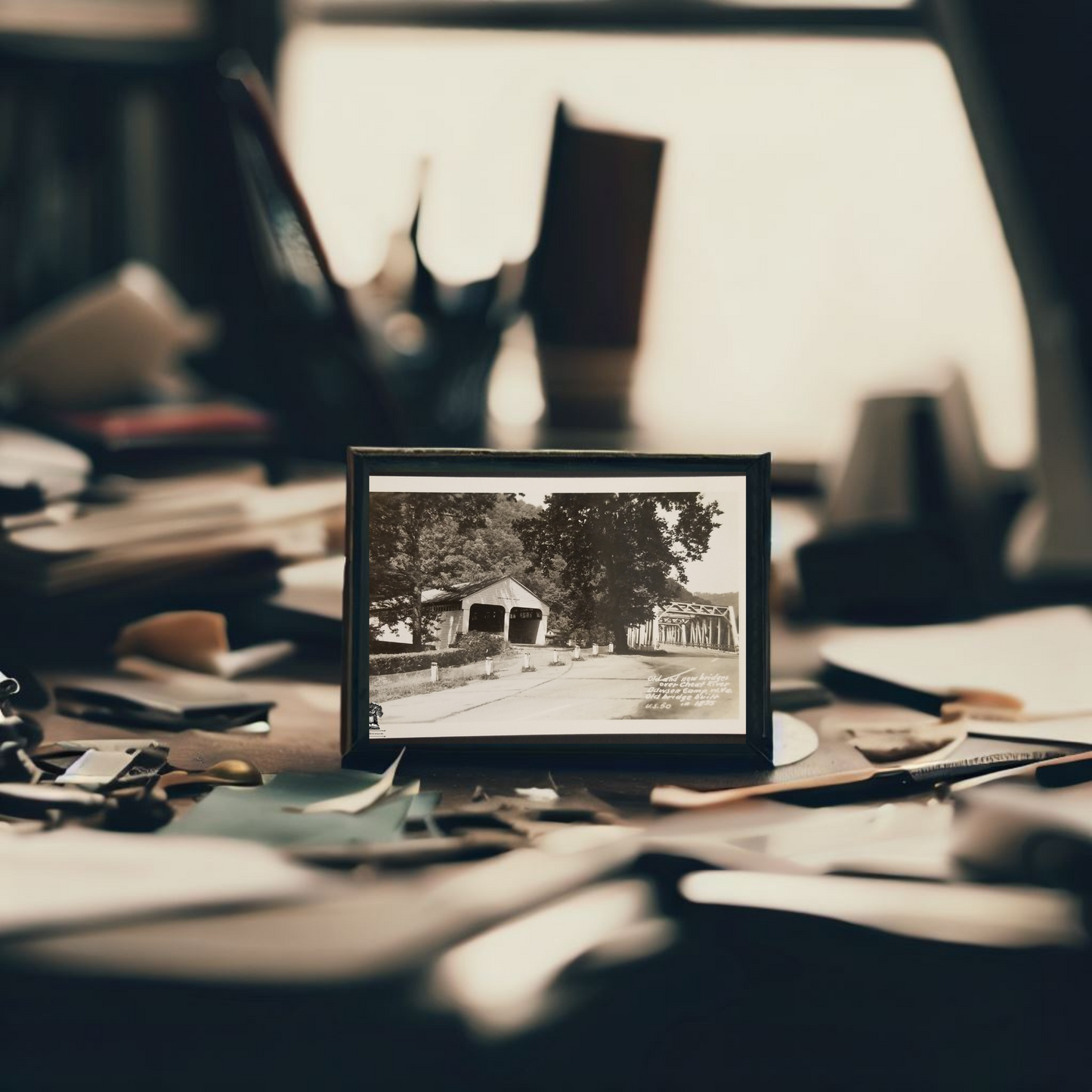 c1939 RPPC Picture Postcard - Cheat River Bridge West Virginia - Old New Dawson Camp US 50 - EKC Stamp Box