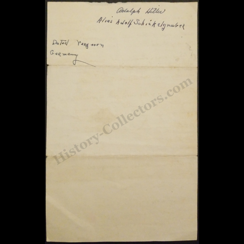 c1940 Adolf Hitler Last Will & Testament - Handwritten Political Satire - WWII Era - Ready For Framing