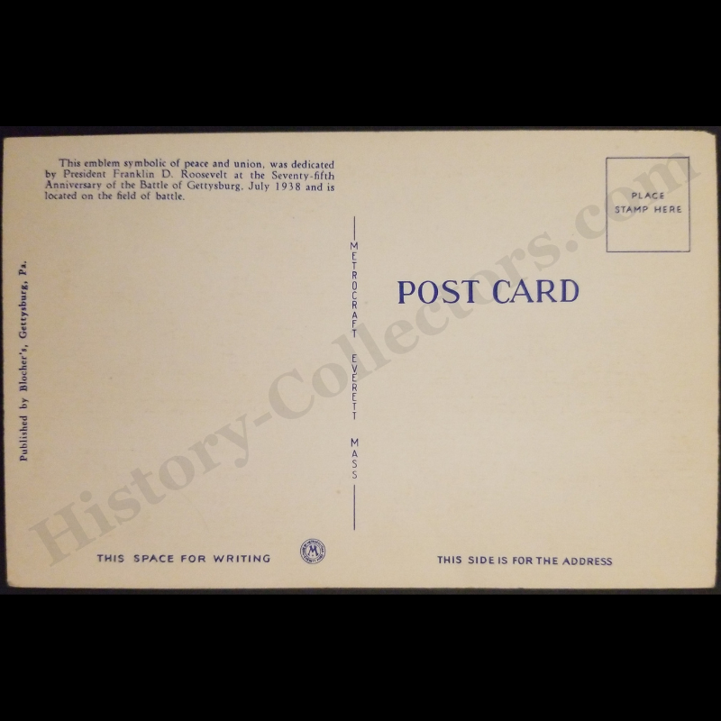 c1940 Eternal Light Peace Memorial Gettysburg Pennsylvania Linen Postcard - National Military Park - World War II Era - Ready For Framing