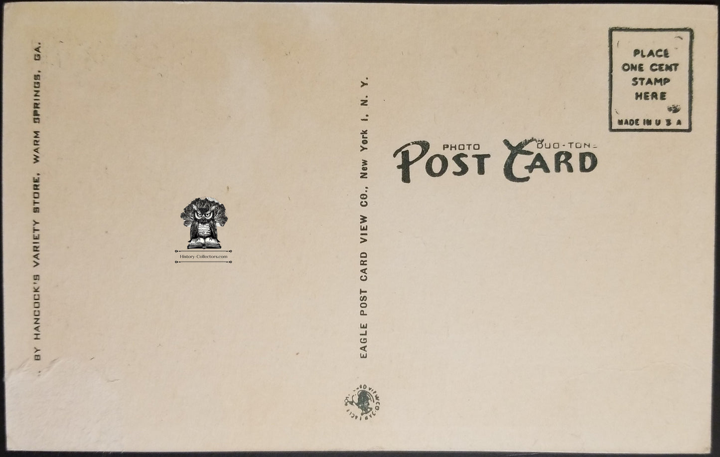 c1940s The Little White House Warm Springs GA FDR Postcard - Hancock's Variety Store Warm Springs GA - Eagle Post Card View Co NY NY