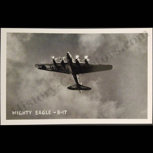 c1941 Mighty Eagle B-17 Bomber Lithograph Postcard (Not RPPC) - Air Force - Graycraft Card Company Danville Virginia - T-37