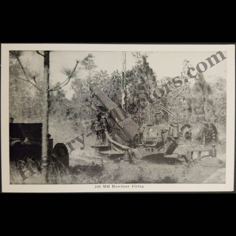 c1941 U.S. Army 240 MM Howitzer Artillery Lithograph Postcard (Not RPPC) - Graycraft Card Company Danville Virginia - F-132 - Turlington's Photo Shop - WWII Era