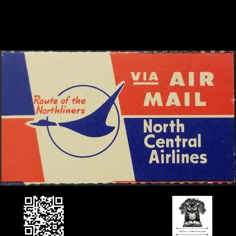 c1944 North Central Airlines Air Mail Label - Regional Northliners - Aviation Postal History