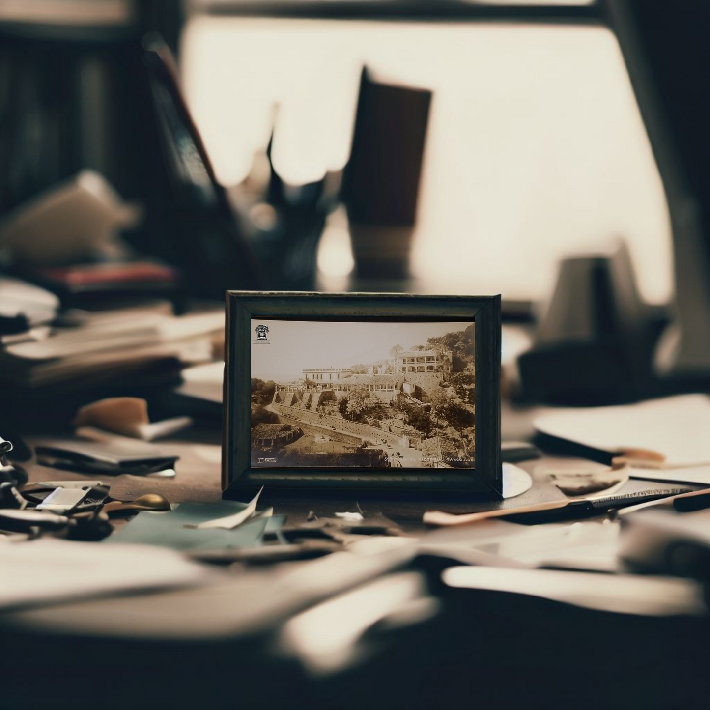 c1945 RPPC Picture Postcard - Hotel Casona Colonial Victoria Taxco Guerrero Mexico EKC Stamp Box