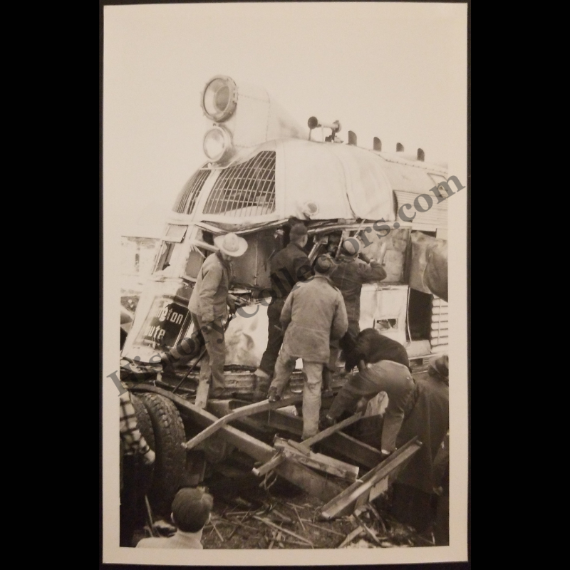 c1947 Downers Grove IL Twin Cities Zephyr Crash RPPC Real Photo Postcard - Chicago Burlington & Quincy Railroad - Kodak Stamp Box - Progressive Era
