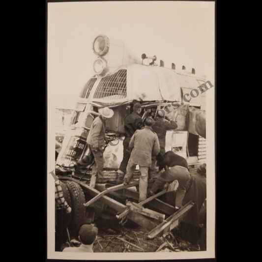 c1947 Downers Grove IL Twin Cities Zephyr Crash RPPC Real Photo Postcard - Chicago Burlington & Quincy Railroad - Kodak Stamp Box - Progressive Era