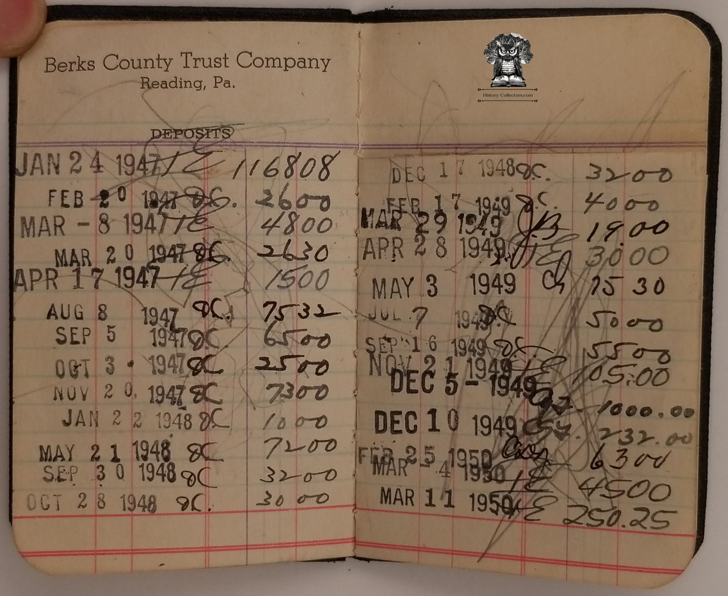 c1947 Savings Book Berks County Trust Company - Reading Pennsylvania
