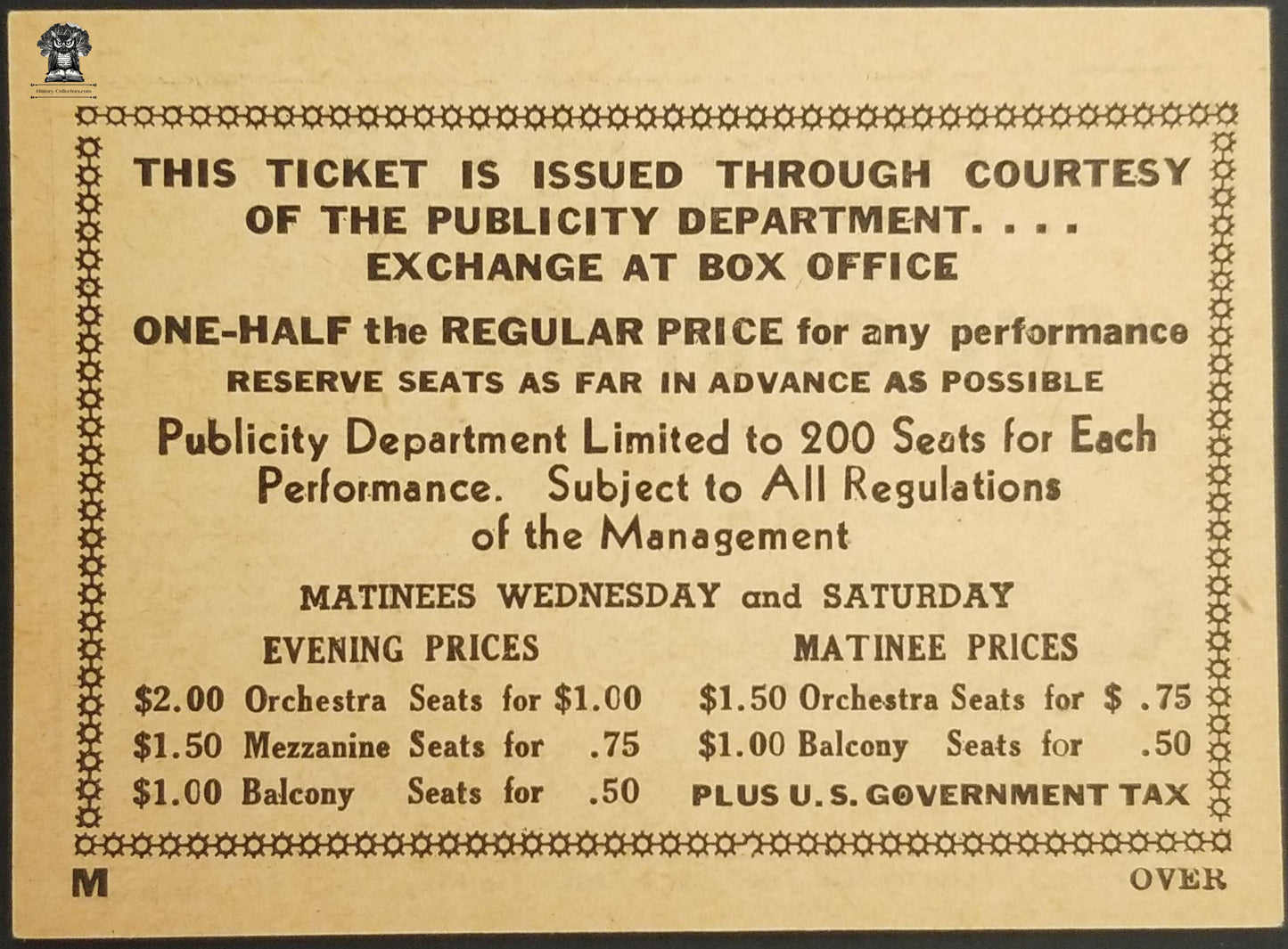 c1950s Cort Theatre Discount Coupon Curtain Rises - Louise Groody Donald Foster - Chicago IL