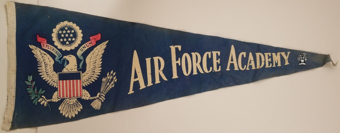 c1950s United States Air Force Academy Pennant - Lowry AF Base Colorado - Korean War Era E Pluribus Unum Logo