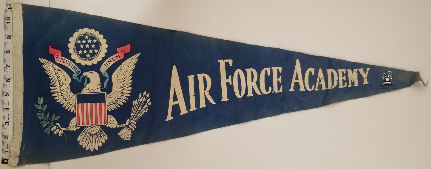 c1950s United States Air Force Academy Pennant - Lowry AF Base Colorado - Korean War Era E Pluribus Unum Logo