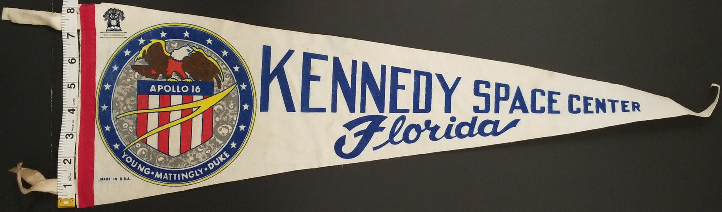 c1972 Apollo 16 Souvenir Pennant - NASA Kennedy Space Center Florida