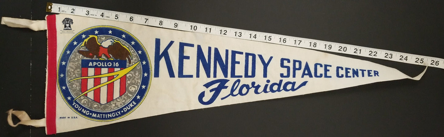 c1972 Apollo 16 Souvenir Pennant - NASA Kennedy Space Center Florida