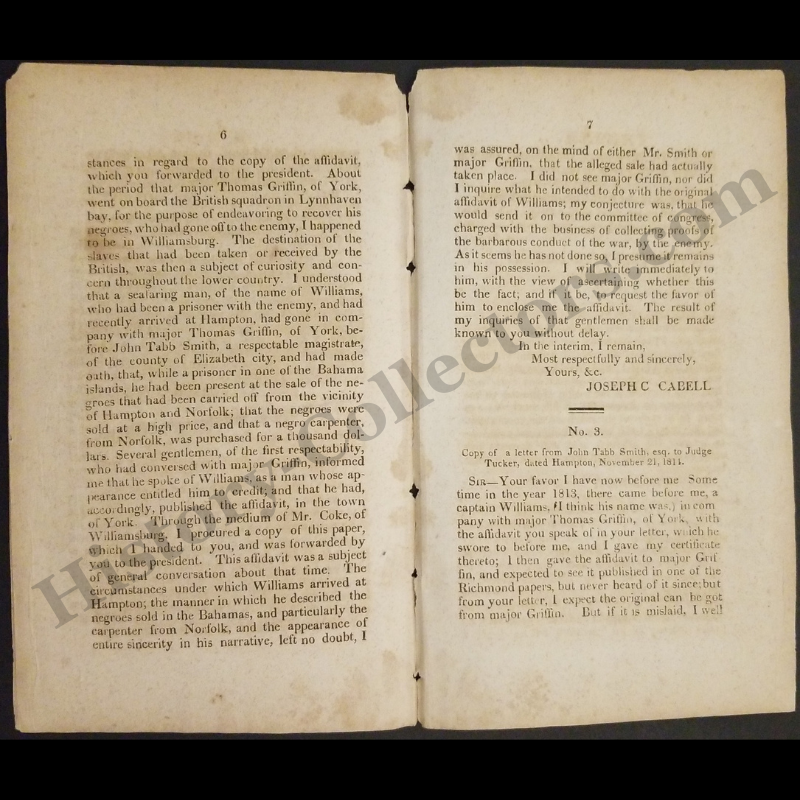 1815 U.S. Senate Pamphlet - Message From President James Madison Transmitting A Report From Acting Secretary Of State - British Removal Of Enslaved People - West Indies Slave Sales - War Of 1812 - March 2 - Ready For Framing