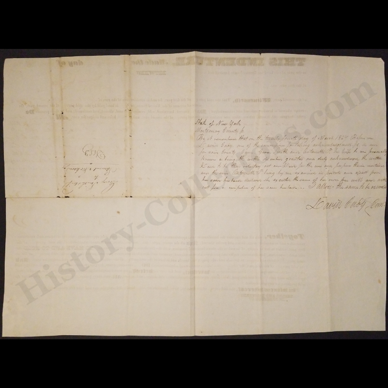 1827 Village Of Minaville Town Of Florida Montgomery County New York Indenture Land Deed Document - George Smith - Antoinette P. Smith - Samuel Jackson - Ready For Framing