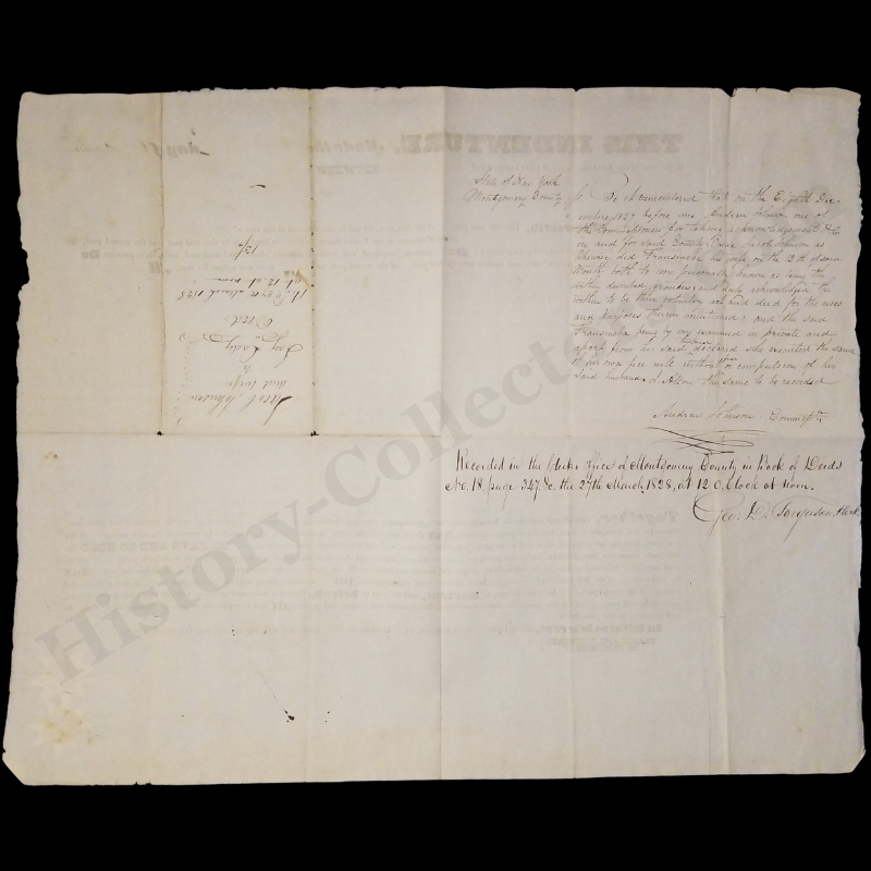 1827 Florida Montgomery County New York Indenture Land Deed Document - Jacob Johnson - Jay Cady - Ready For Framing