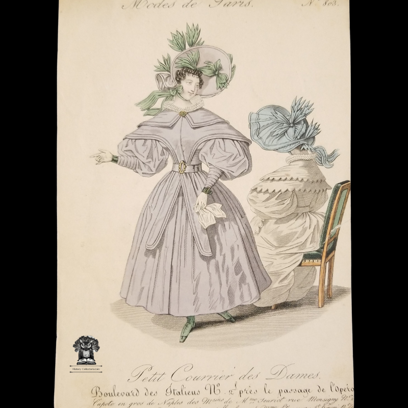 1830 Fashions Of Paris Plate Print - Little Ladies Courier Publication Advertisement Illustration - Hand Colored