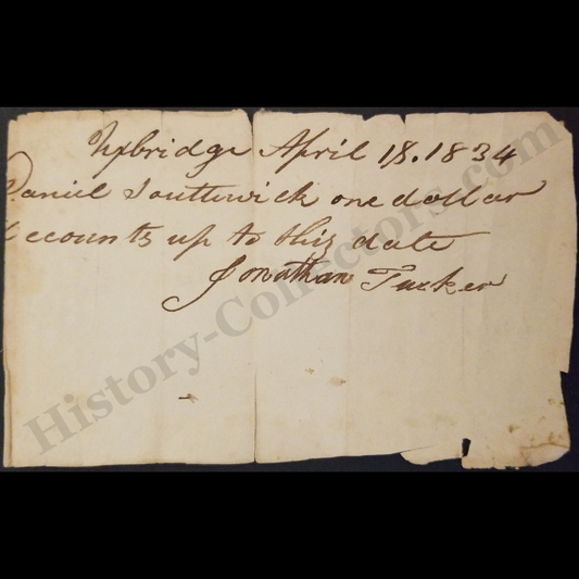 1834 Financial Settlement Document - Uxbridge Massachusetts - George W Cook - HC Johnson - Jacksonian Era - Ready For Framing