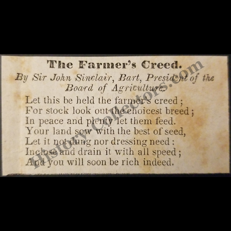 1842 Farmer's Creed Print Clipping | Sir John Sinclair | Board Of Agriculture | Antebellum Era | Ready For Framing