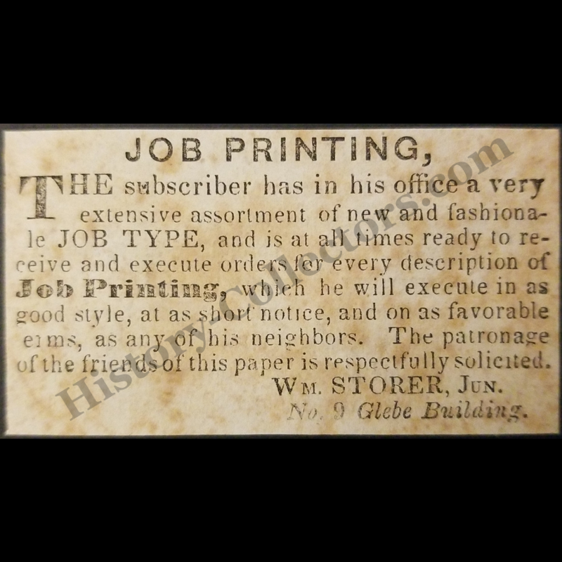 1842 William Storer Jr. Job Printing Clipping | New Haven Connecticut | Antebellum Era | Ready For Framing