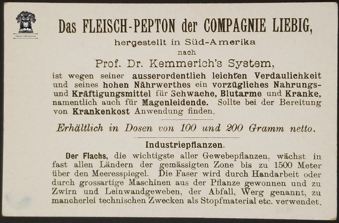 1880's Liebig's Extract German Advertising Trade Card - Flax Fiber Harvest