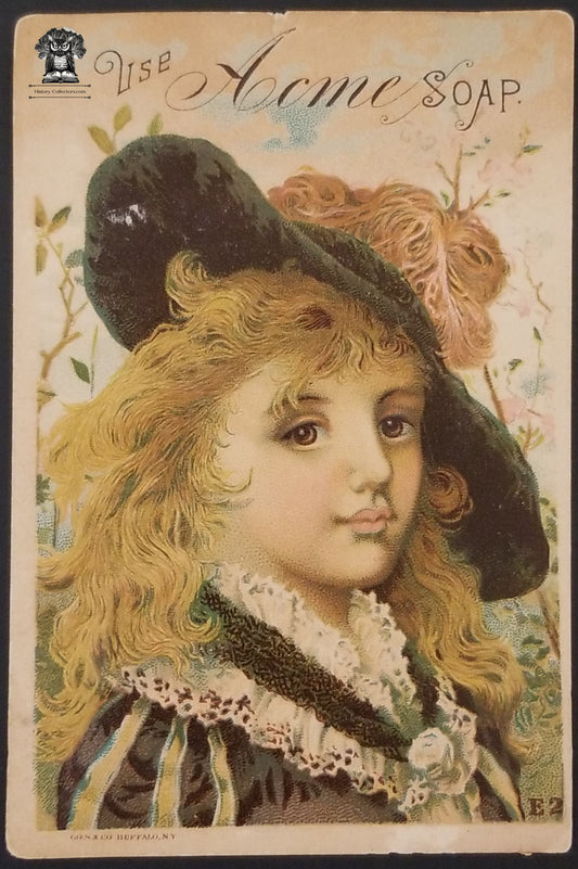 1880s Acme Soap Advertising Trade Card - Gies & Co Buffalo NY Litho French Child