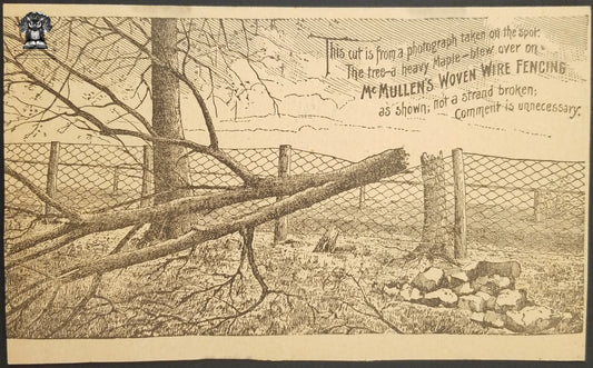 1880s McMullen's Woven Wire Fencing Advertising Lithograph Trade Card - Chicago IL