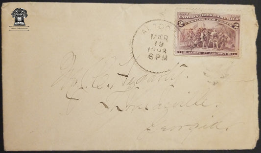 1893 Landing of Columbus Postal Cover - Altoona PA Thomasville GA