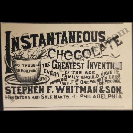 1894 Stephen F. Whitman & Son Print Advertisement Clipping - Philadelphia Pennsylvania - Instant Hot Chocolate - Gilded Age - Ready For Framing