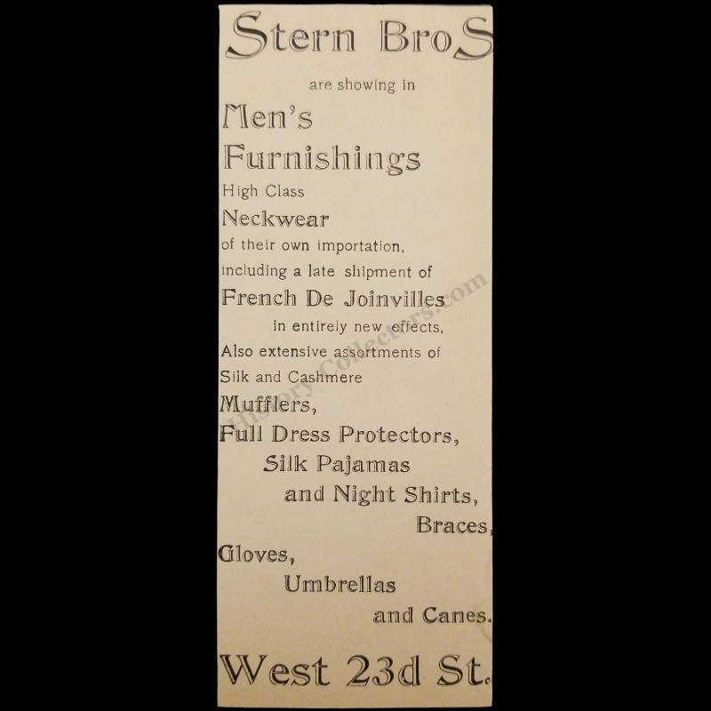 1894 Stern Brothers Print Advertisement Clipping - West 23rd Street New York - Men's Fashion - Department Store - Gilded Age - Ready For Framing