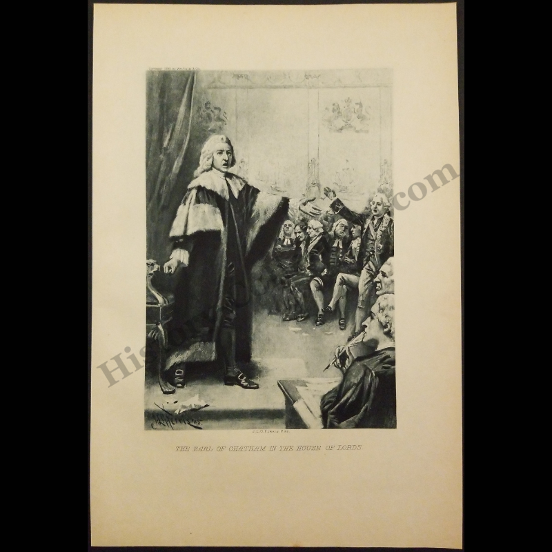 1895 Earl Of Chatham In The House Of Lords Book Printed Plate Illustration - Artist J.L.G. Ferris - Wm. Finley & Company - Progressive Era