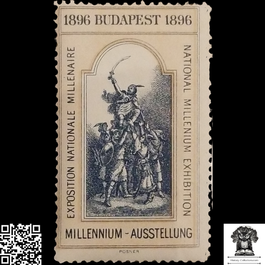 1896 Budapest Millennium Exhibition Cinderella Poster Stamp - Commemorative Hungary History - Magyar Conquest - Carpathian Basin