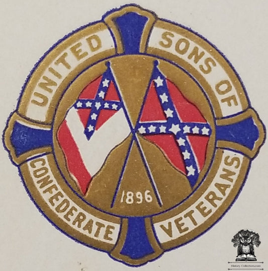 1896 Celluloid Pinback Proof Die Cut United Sons of Confederate Veterans