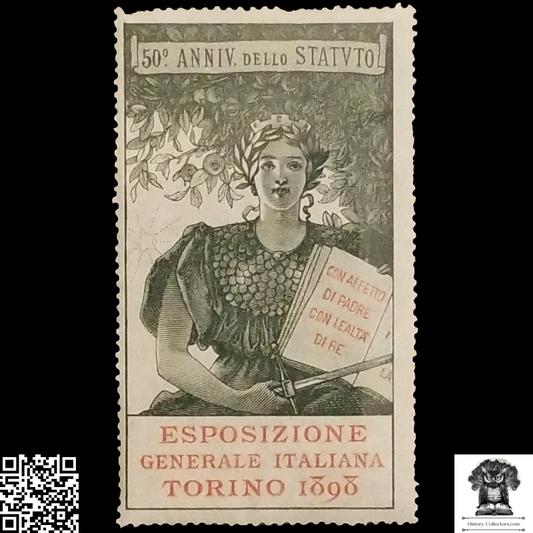 1898 50th Anniversary Of The Constitutional Charter Cinderella Poster Stamp - Italian General Exposition In Turin Italy