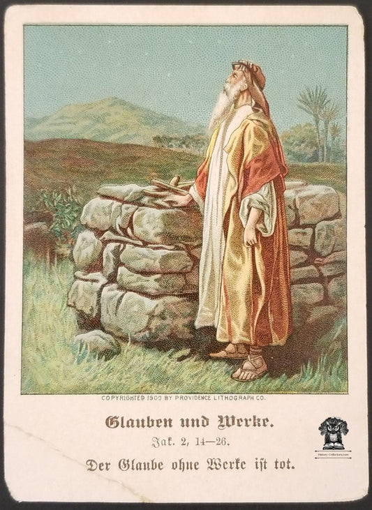 1900 Abraham Bible Picture Card German Language - Harris Jones Co. Providence RI