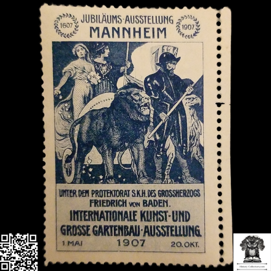 1907 Mannheim Jubilee Exhibition Cinderella Poster Stamp - Grand Duchy Of Baden German Empire - Grand Duke Friedrich I