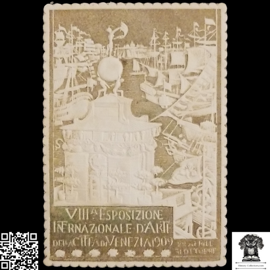 1909 8th International Art Exhibition Venice Italy Cinderella Poster Stamp - Maritime - Sculptural - Architectural